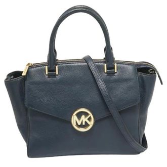 Michael Kors Pre-owned Leren Satchel - Dames - Pre-owned - Blauw - Maat: ONE Size Leer