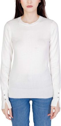 Guess Womens Crew Neck Knit Sweater - White Cotton - Size 2XL