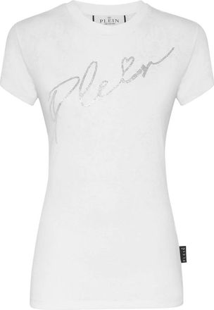Philipp Plein T-Shirt Round Neck Signature - Dames - T-shirts - Wit - XL - Katoen - Tops