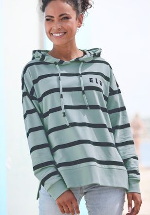 Elbsand Kapuzensweatshirt ELBSAND, Damen, Gr. XXL (44), blau (blau, marine), Sweatware, Obermaterial: 95% Baumwolle, 5% Elasthan, gestreift, figurumspielend h