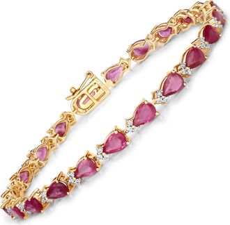 Diana M. Jewels Bkk Ruby Pears 6x4mm ( CR ) - 22Pcs + White Diamond F/C Round 1.20mm( I1-I2/I color ) - 66Pcs ( Box Lock - Single Line Gibbi ) ( White Pen Rhodium )