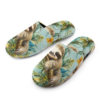 Generic Sloth On A Tree Tropical Butterfly Mens House Slippers Slip Indoor Slipper On Shoes Warm Outdoor