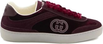 Gucci Sneakers met fluwelen-effect en GG-logo - Rood