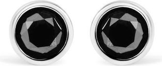 House of Brilliance Silver 4.00 Cttw Black Diamond Bezel-Set Stud Earrings with Screw Backs in White at Nordstrom