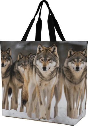 Generic Pack Of Wolves Tote Bag Waterproof Carry Bag Durable Shopping Bags For Yoga Ladies Work