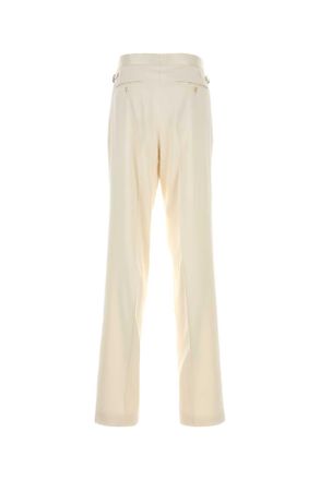 Tom Ford Mens Ivory Satin Pant Exterior: Silk Pantaloni Trousers
