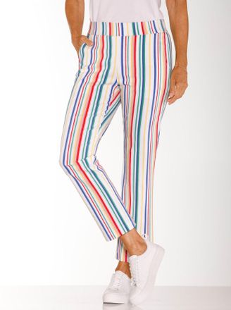 Casual Looks Schlupfhose CASUAL LOOKS, Damen, Gr. 42, Normalgr&ouml;ssen, bunt (gelb, royalblau, gestreift), 72% Viskose, 25% Polyamid, 3% Elasthan, gemustert, gestreif