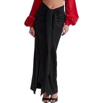 House of CB Arla Draped Stretch Silk Maxi Skirt in Black at Nordstrom, Size X-Small