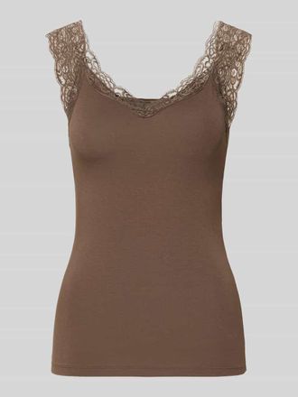 Pieces Slim Fit Tanktop aus Viskose-Mix Modell BARBERA in Dunkelbraun, Gr&ouml;&szlig;e XL