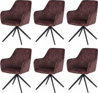Hhg Juego De 6 Sillas De Comedor Hhg-139, Silla De Cocina Con Reposabrazos Giratorios Y Mecanismo De Retorno Autom&aacute;tico, Terciopelo De 440 G/m&sup2;, Aspecto D