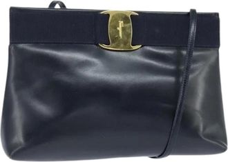 Ferragamo Pre-owned Leather Shoulder Bag - Dames - Vintage Schoudertas - Blauw - ONE Size - Leer - Vintage