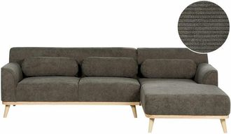 Beliani Beliani - Divano angolare retrò a sinistra 3 posti in velluto a coste Verde Scuro Simos