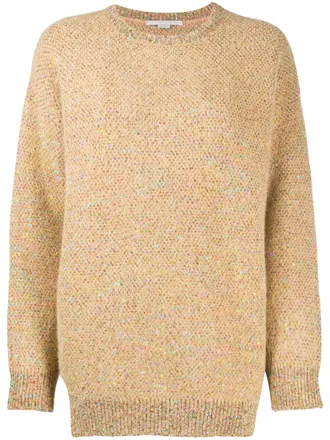 Stella McCartney micro sequin-embellished knitted jumper - women - Polyamide/Wool/Alpaca Wool - 38 - Neutrals