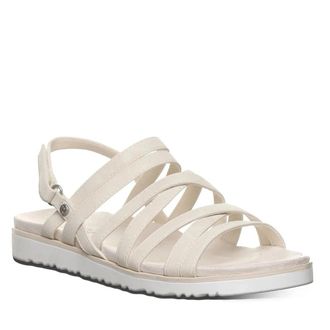 Bearpaw Womens Bearpaw Crete Sandals Bone Ivory Faux Leather Strappy ZAP1970