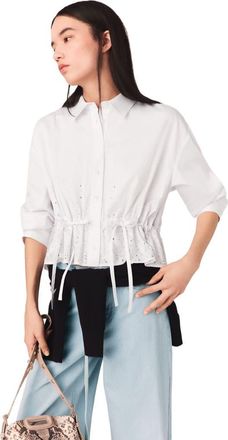 Maje Cotton shirt with rhinestones in White at Nordstrom, Size X-Small