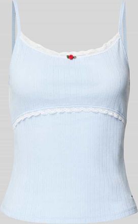 Tommy Jeans Top in Strick-Optik Modell POINTELLE in Hellblau, Gr&ouml;&szlig;e L