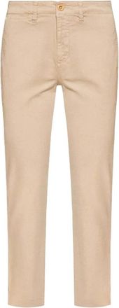 Ralph Lauren Cropped Chino Broek - Dames - Chinos - Beige - XS - Leer - Broeken