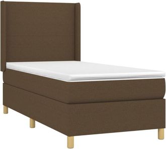 vidaXL Vidaxl - Cama Box Spring Colch&oacute;n Y Luces Led Tela Marr&oacute;n Oscuro 80x200cm
