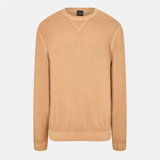 HUGO BOSS Mens Regular Fit Crew Neck Long Sleeve Sweater in Medium Beige - Size 2XL