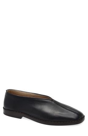 Christophe Lemaire Piped Leather Loafer in Black/Dark Chocolate at Nordstrom, Size 11Us