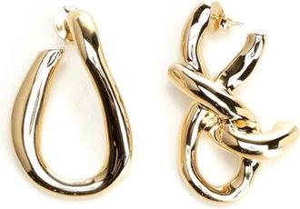 Givenchy Accessoires, Dames, Geel, ONE Size, Chain Link Asymmetrische Oorbellen in Metaal