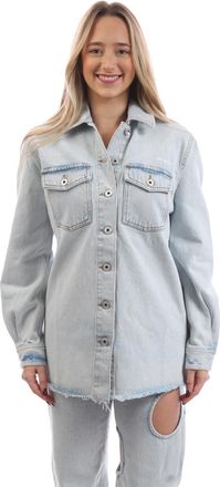 Off-white Womens Off White Diagonal Long Sleeve Shirt in Blue-White - Blue & White Cotton - Size 6 UK