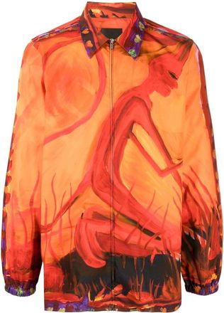 Givenchy graphic-print button-up shirt - men - Cotton - 41 - Red