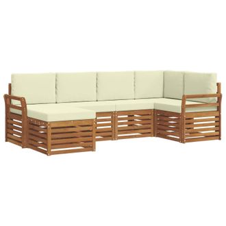 vidaXL Conjunto De Sof&aacute; Seccional Con Coj&iacute;n 6 Pcs Natural Y Crema Vidaxl