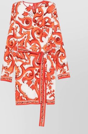 Dolce & Gabbana silk printed long-sleeve mini dress