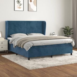vidaXL Vidaxl - Cama Box Spring Con Colch&oacute;n Terciopelo Azul Oscuro 160x200 Cm