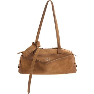 Balenciaga Small Carrie Waxed Suede Tote in 2533 Camel at Nordstrom