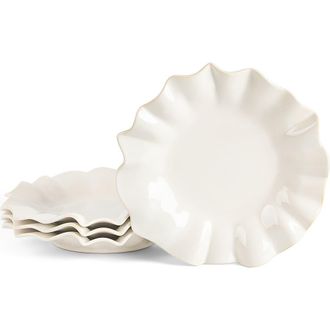 Marchesa Lotus Stoneware Dinner Plate Set of 4 in White at Nordstrom