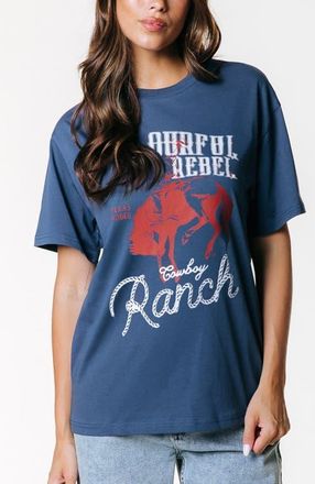 Colourful rebel CR Ranch Loosefit Tee in Denim Blue at Nordstrom, Size X-Small Eu