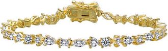Genevive 14K Over Silver Cz Tennis Bracelet