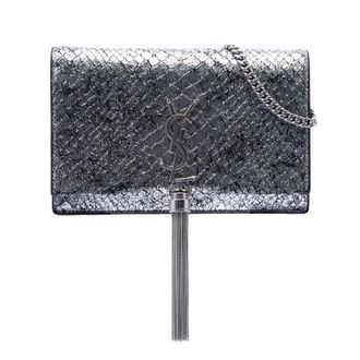 Saint Laurent Pre-owned Saint Laurent Python Embossed Metallic Leather Classic Monogram Kate Tassel Wallet on Chain Ladies IQHDOGOG626SQFU1