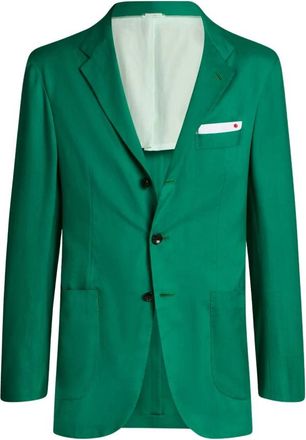Kiton Cashmere Single-Breasted Jacket - Heren - Blazers - Groen - S - Katoen - Jassen