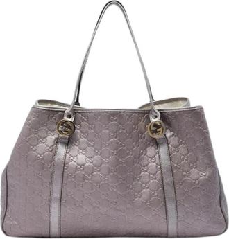 Gucci Pre-owned Twins Tote Bag - Dames - Vintage Shopper - Paars - ONE Size - Leer - Vintage