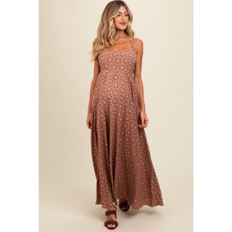 Pinkblush Floral Cutout Tie Back Maxi Dress in Rust at Nordstrom, Size Medium