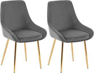 Clp Juego De 2 Sillas De Comedor Elmira Gris Oscuro Metal Oro