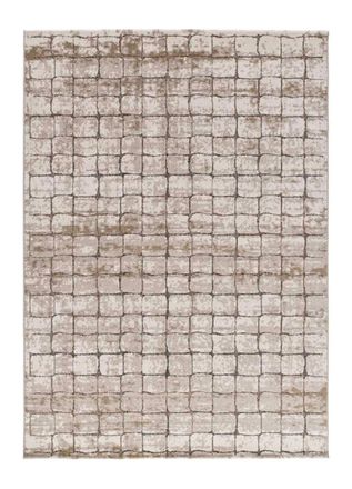 Atticgo Alfombra geom&eacute;trica crema/marr&oacute;n 80x120 cm