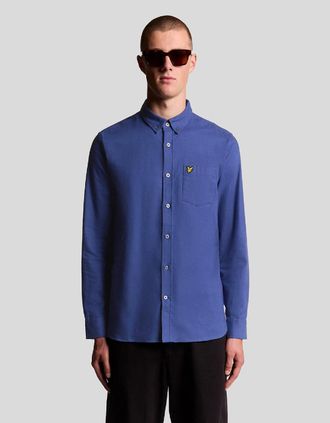 Lyle & Scott Lyle And Scott Mens Plain Flannel Shirt - Blue - Size: 38/Regular