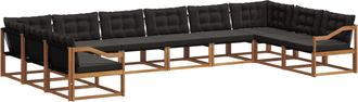 vidaXL Conjunto De Sof&aacute;s De Exterior 10 Uds. Natural Y Negro Vidaxl