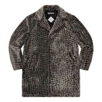 SUPREME SS23 Week 2 Croc Faux Fur Overcoat Black SUP-SS23-071
