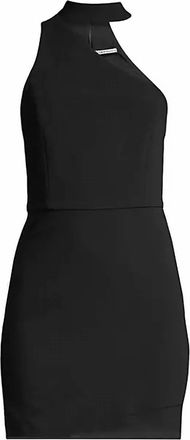 Alice & Olivia Skyla Mock Neck Fit Dress In Black