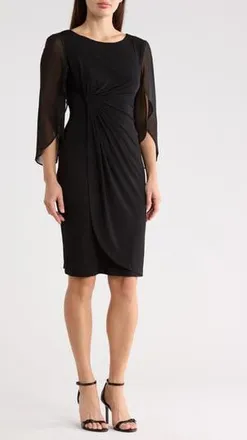 Connected Sheer Sleeve Dress in Black at Nordstrom Rack, Size 10