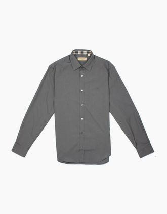 Burberry Mens Burberry Cambridge Long Sleeve Shirt Grey - Size: Regular/36