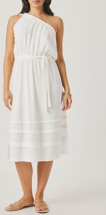 Splendid Ava One-Shoulder Gauze Midi Dress in White at Nordstrom, Size X-Small