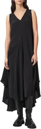 AllSaints Sybil Midi Dress in Black at Nordstrom, Size 12