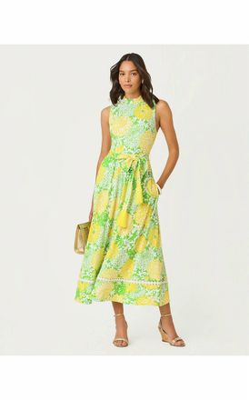 Lilly Pulitzer Colman Midi Dress In Crocodile Green Mumbo Jumbo