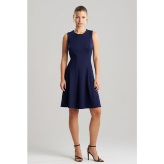Natori Compact Knit Fit and Flare Dress in Midnight Navy at Nordstrom, Size 10